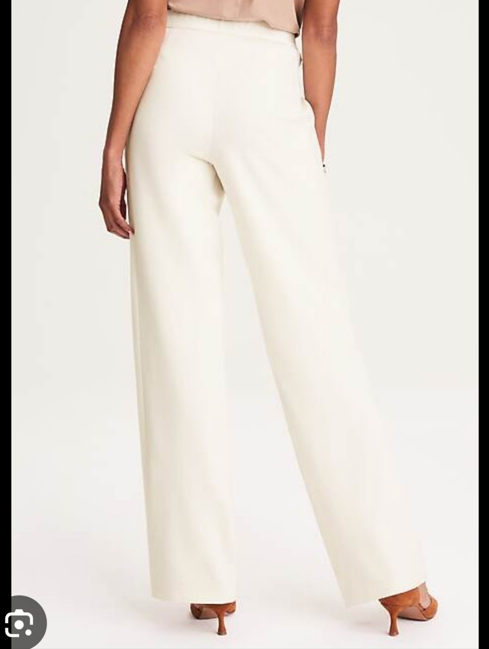 J. Jill Wide Leg Trousers Ivory Double Knit Crepe Size 12 Tall - Picture 10 of 10